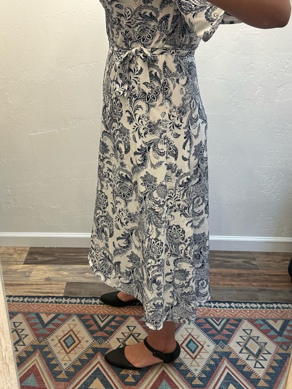 Collection B By Bobeau White and Navy Paisley Midi Dress - Picture 7 of 7